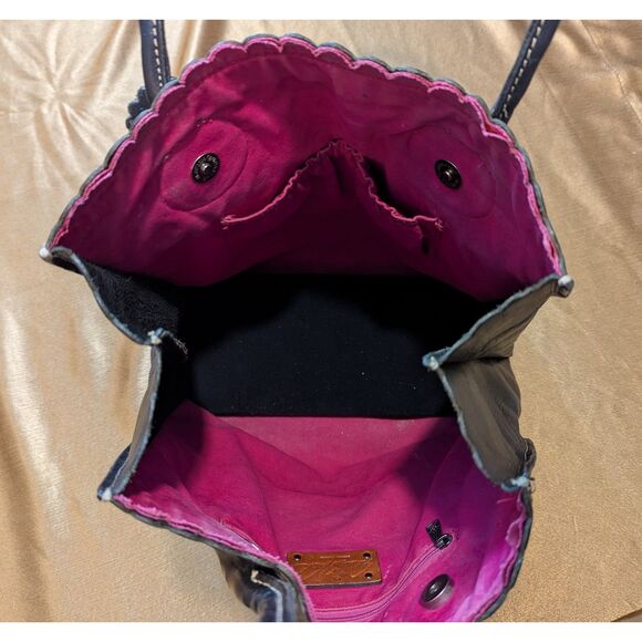 Patricia Nash Italian Leather Cutout Floral Tote Black, Pink + Removable Insert - Picture 7 of 8